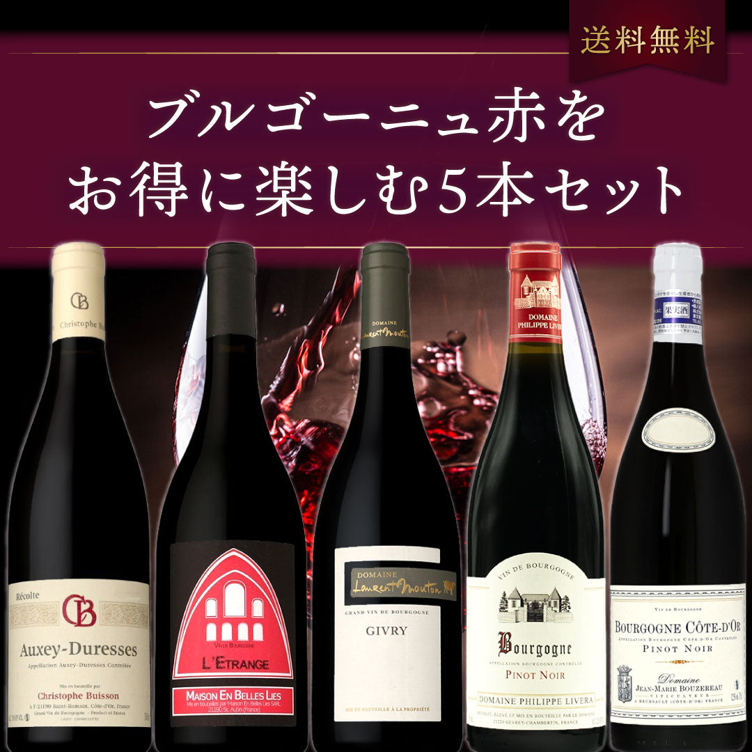【送料無料】ブルゴーニュ赤をお得に楽しむ5本セット
