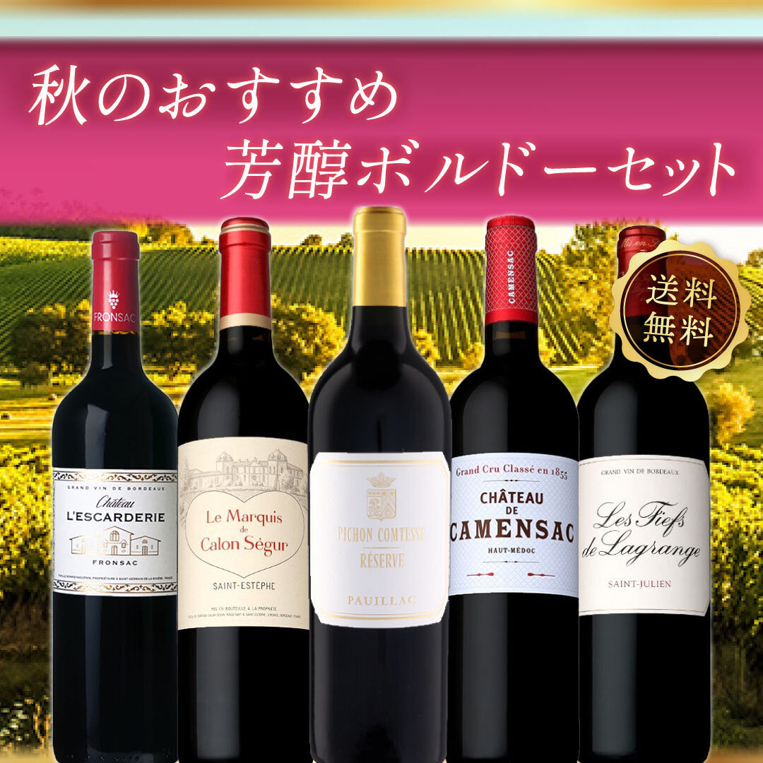 【送料無料】秋のおすすめ芳醇ボルドー5本セット
