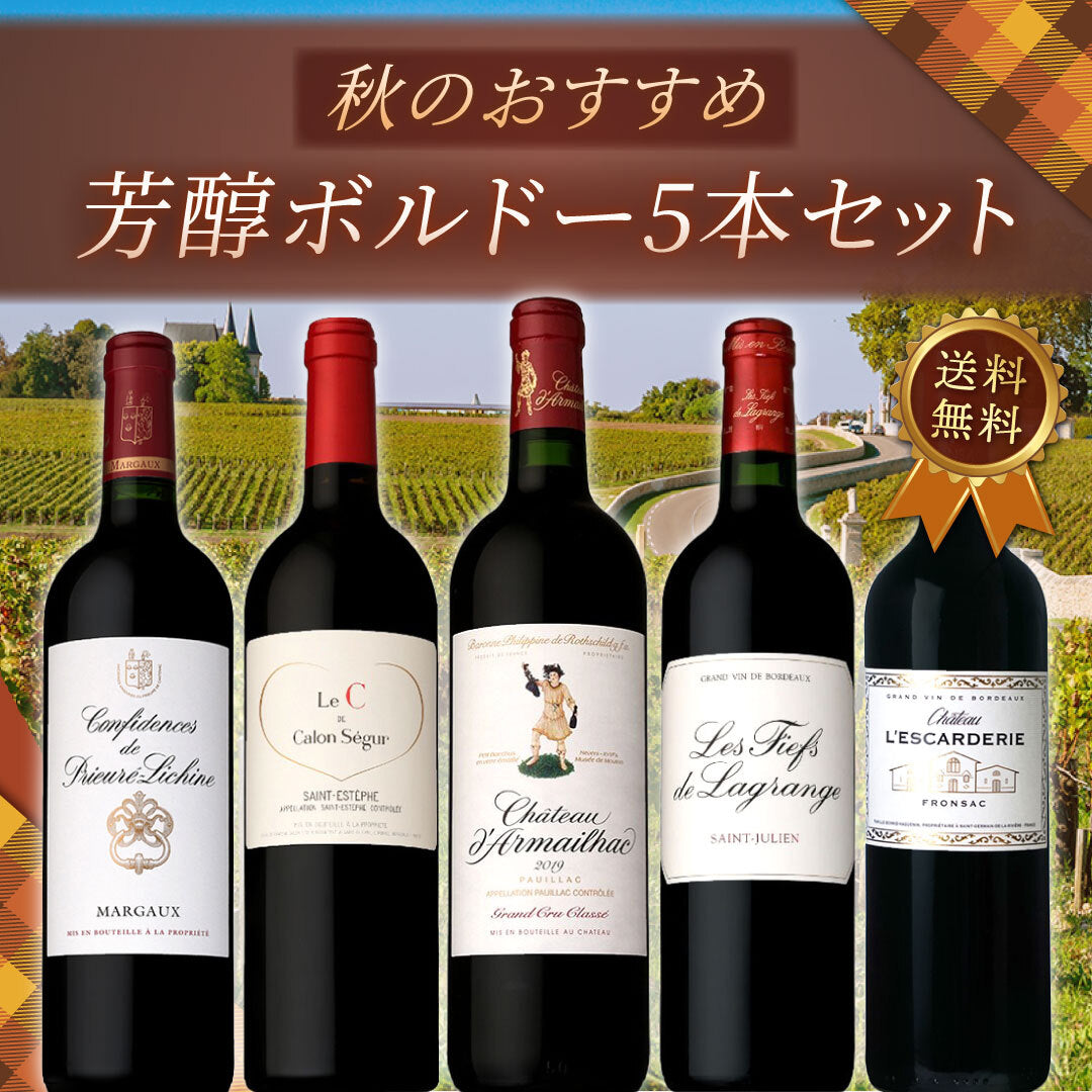 【送料無料】秋のおすすめ芳醇ボルドー5本セット 第2弾