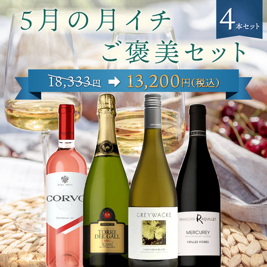【送料無料】今月は超優良年2022年のブルゴーニュを中心とした爽やか系のワインたち。5月の月イチご褒美4本セット
