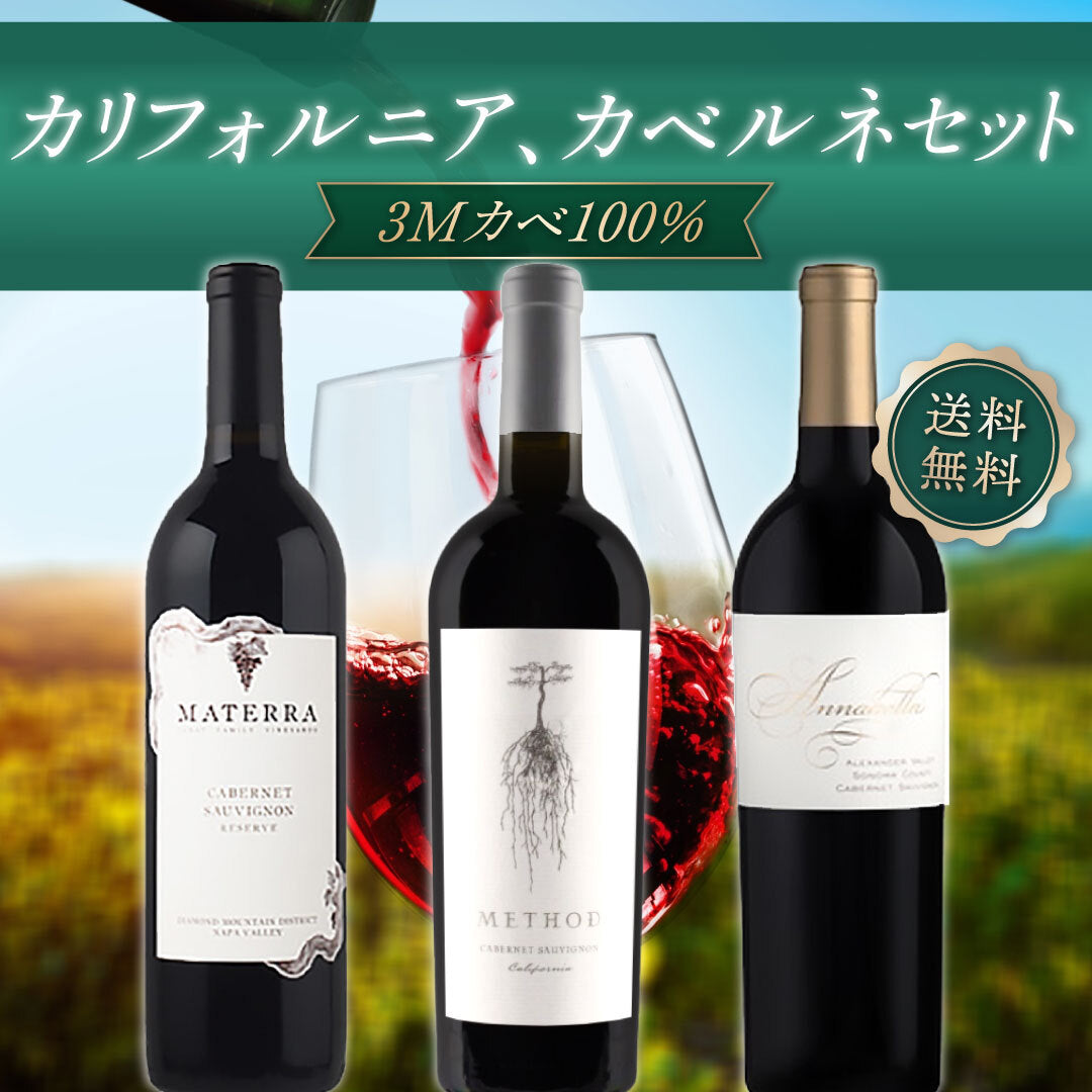 【送料無料】カリフォルニア、カベルネ3本セット ”3Mカベ100”